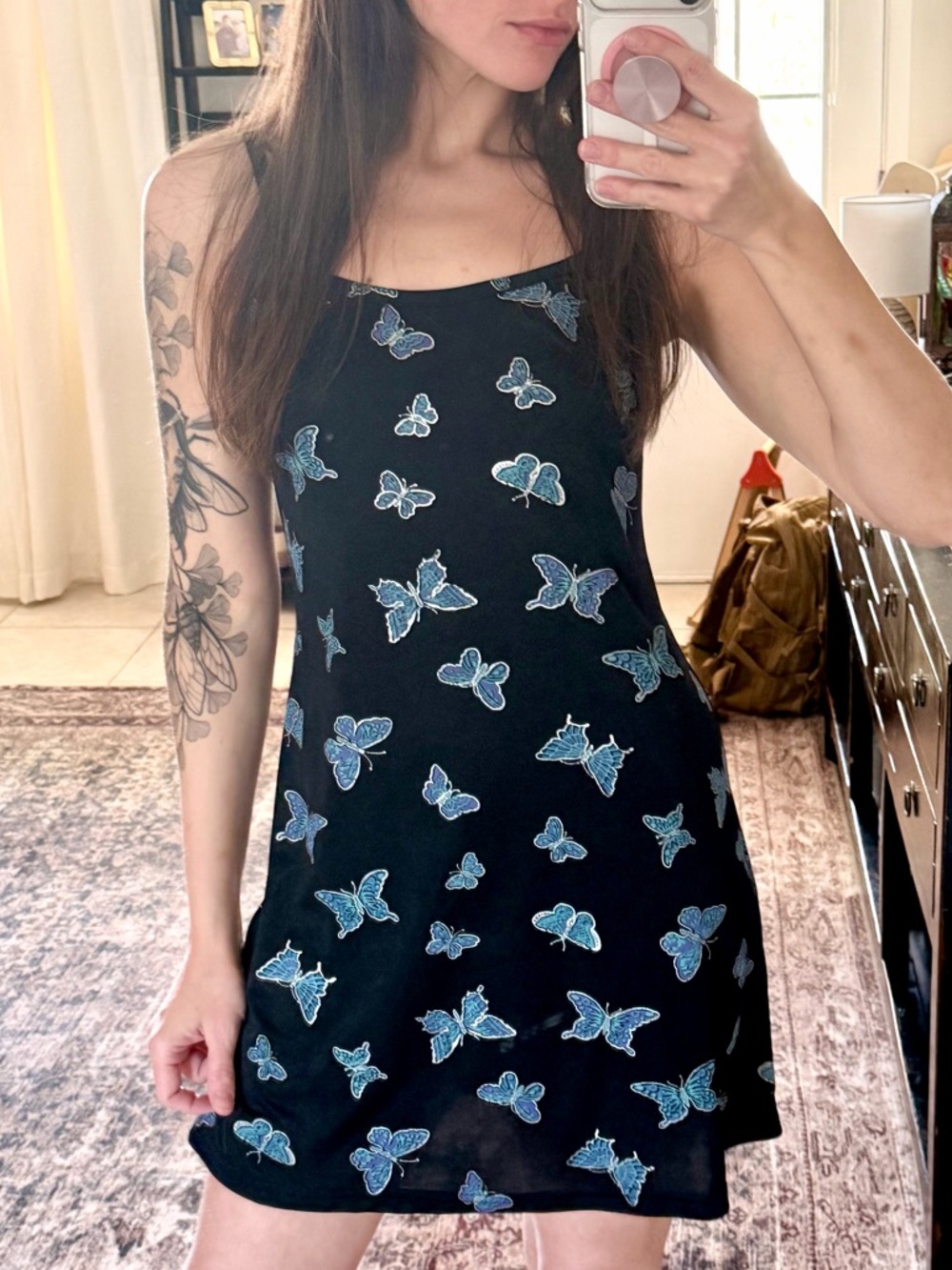 Vintage Y2K Metallic Butterflies Mini Dress